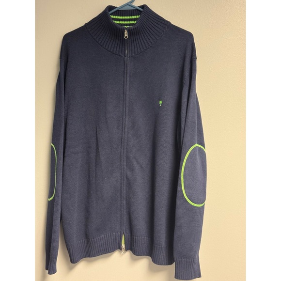 Lilly Pulitzer Wells Sweater Mens XL Navy Full Zip Elbow Patches  NWT #69046 - Picture 7 of 16